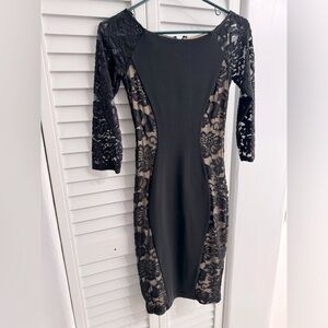 Bebe nude and lace cocktail dress